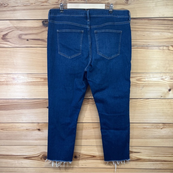 Gap Vintage Slim High Rise Jeans 34 18R Dark Indigo Stretch Denim Raw Hem - Picture 8 of 15